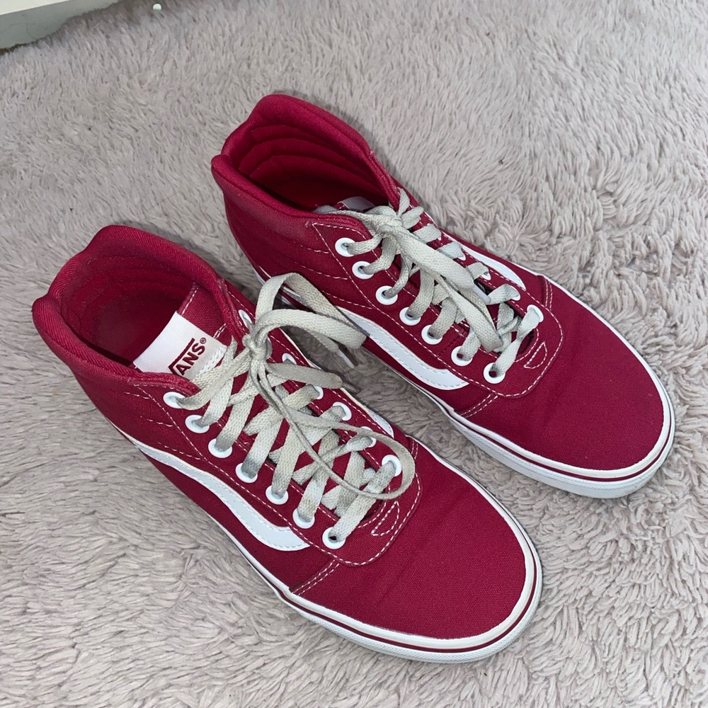 Burgundy high top vans